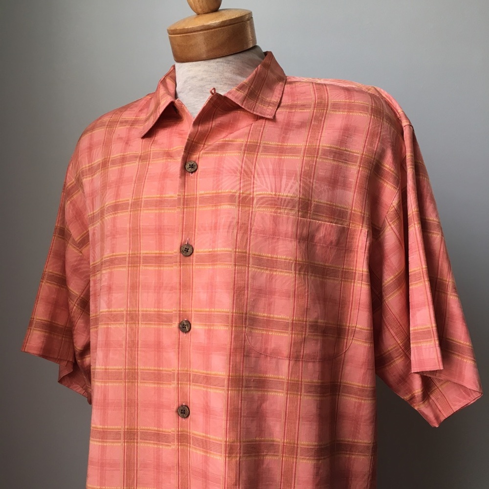 Tommy Bahama silk short sleeves jacquard shirt L
